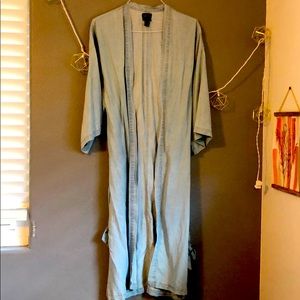 Denim look long kimono forever21 sz large